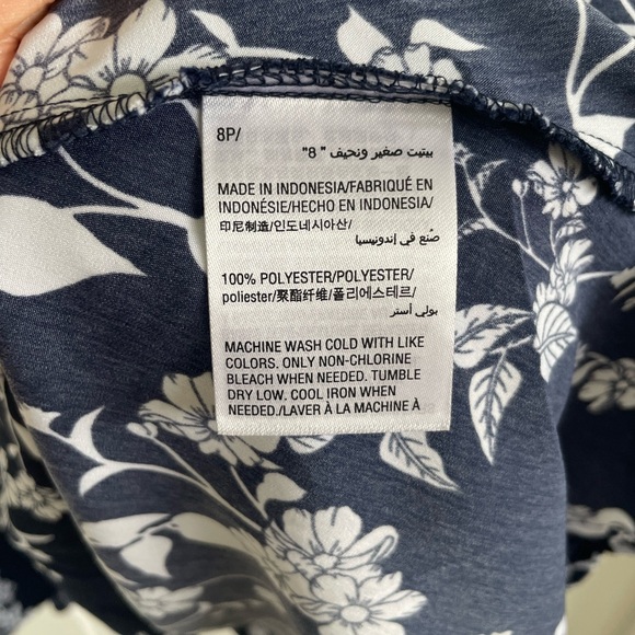 Charter Club Women’s Floral Ruffle Flutter Sleeve Belted Dress 8P DARK BLUE. - Picture 8 of 12